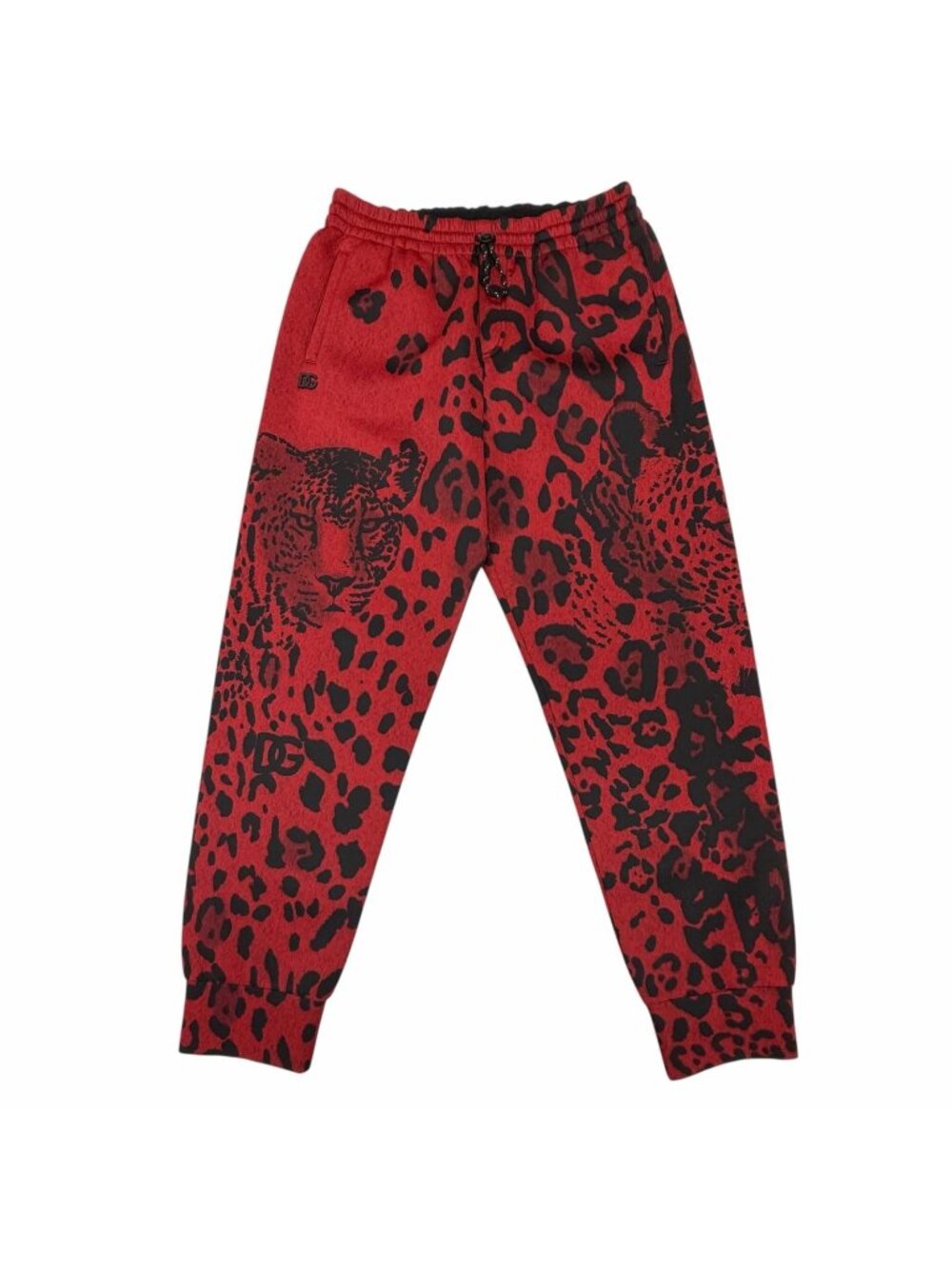 Dolce & Gabbana Gwwqaz Black Tag Leopard Print Sea Sweatpants Red Pants 50